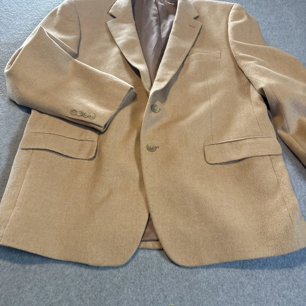 Chaps 100% Camel Hair‎ Beige Blazer Men's 46R RN-69456 Very Good Cond.